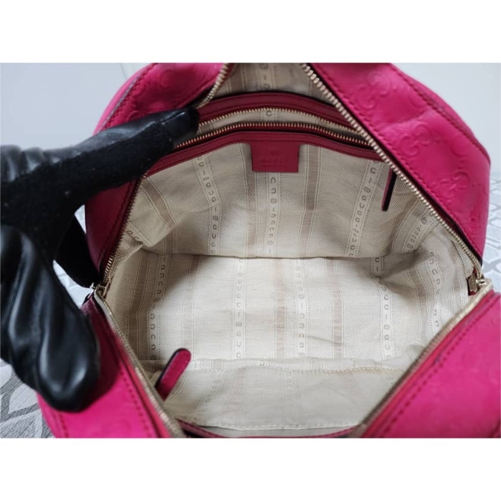 Authentic GUCCI Bright Diamante Textured Leather Top Handle Bag Pink - Picture 5 of 16